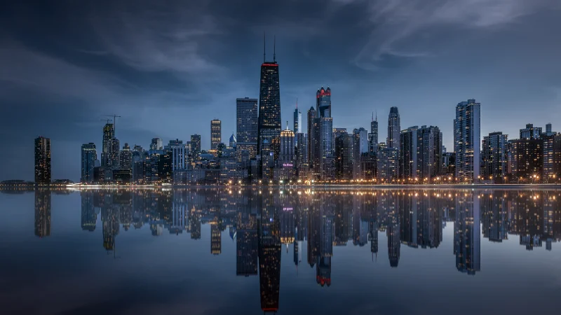 Chicago Night City Wallpaper