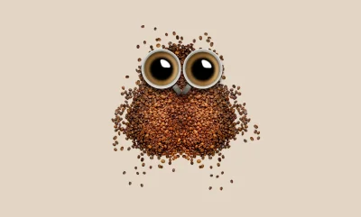 Coffee beans Owl Wallpaper