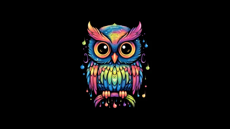 Colorful Owl Cute art Wallpaper