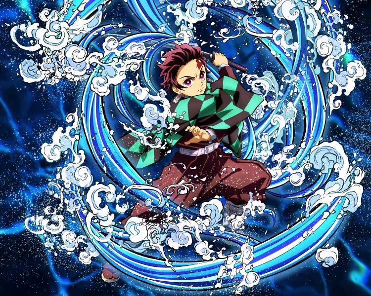 Demon Slayer Tanjiro Kamado Water Breathing Wallpaper