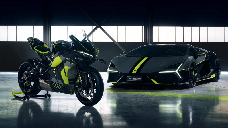 Ducati Panigale V4 Lamborghini Revuelto Wallpaper