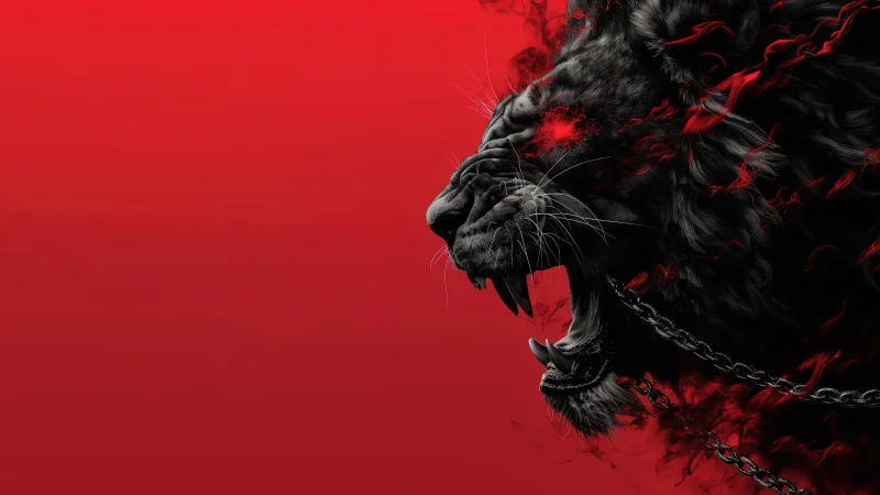 Lion Red aesthetic Wallpaper
