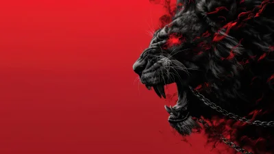 Lion Red aesthetic Wallpaper