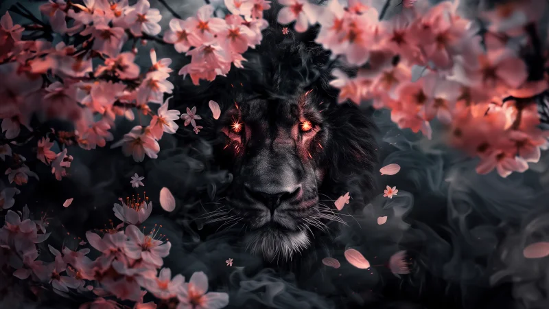 Lion Sakura Wallpaper