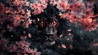 Lion Sakura Wallpaper