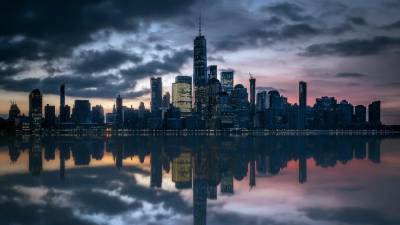 Manhattan Skyline Hudson River Wallpaper