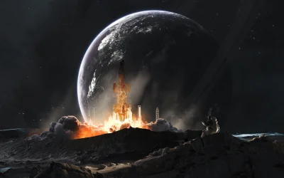 Moon Rocket launch Wallpaper