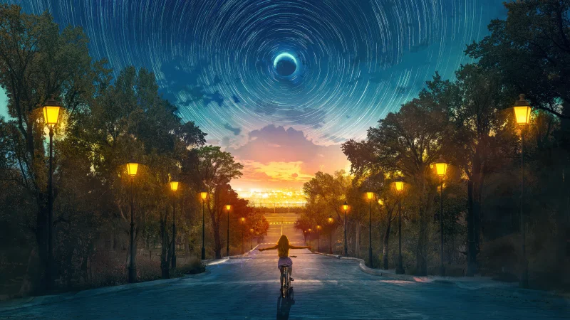 Moon Star Trails Wallpaper