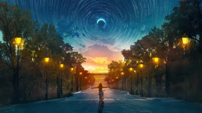 Moon Star Trails Wallpaper