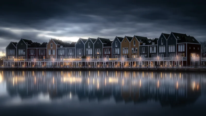 Rainbow houses Netherlands Wallpaper