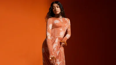 Rashmika Mandanna Orange aesthetic Wallpaper