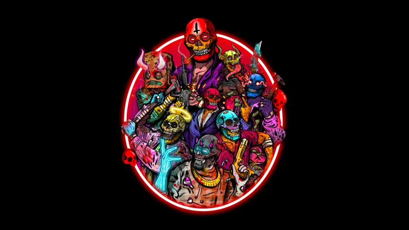 Skulls Psychedelic Art Wallpaper