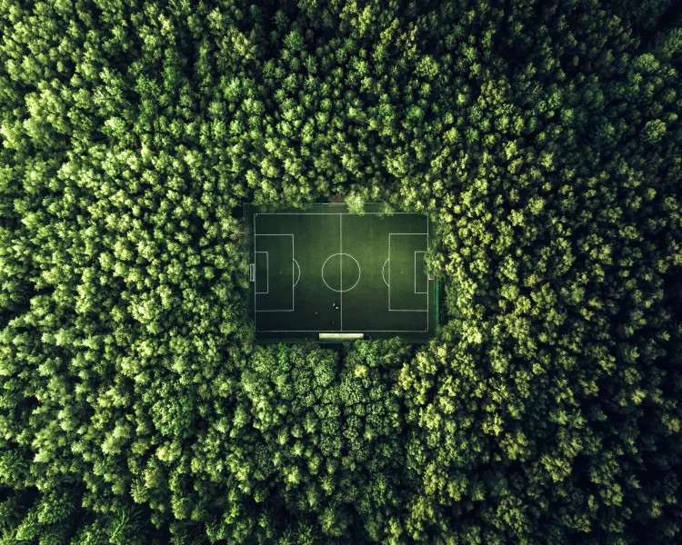 Soccer field Aerial view Wallpaper