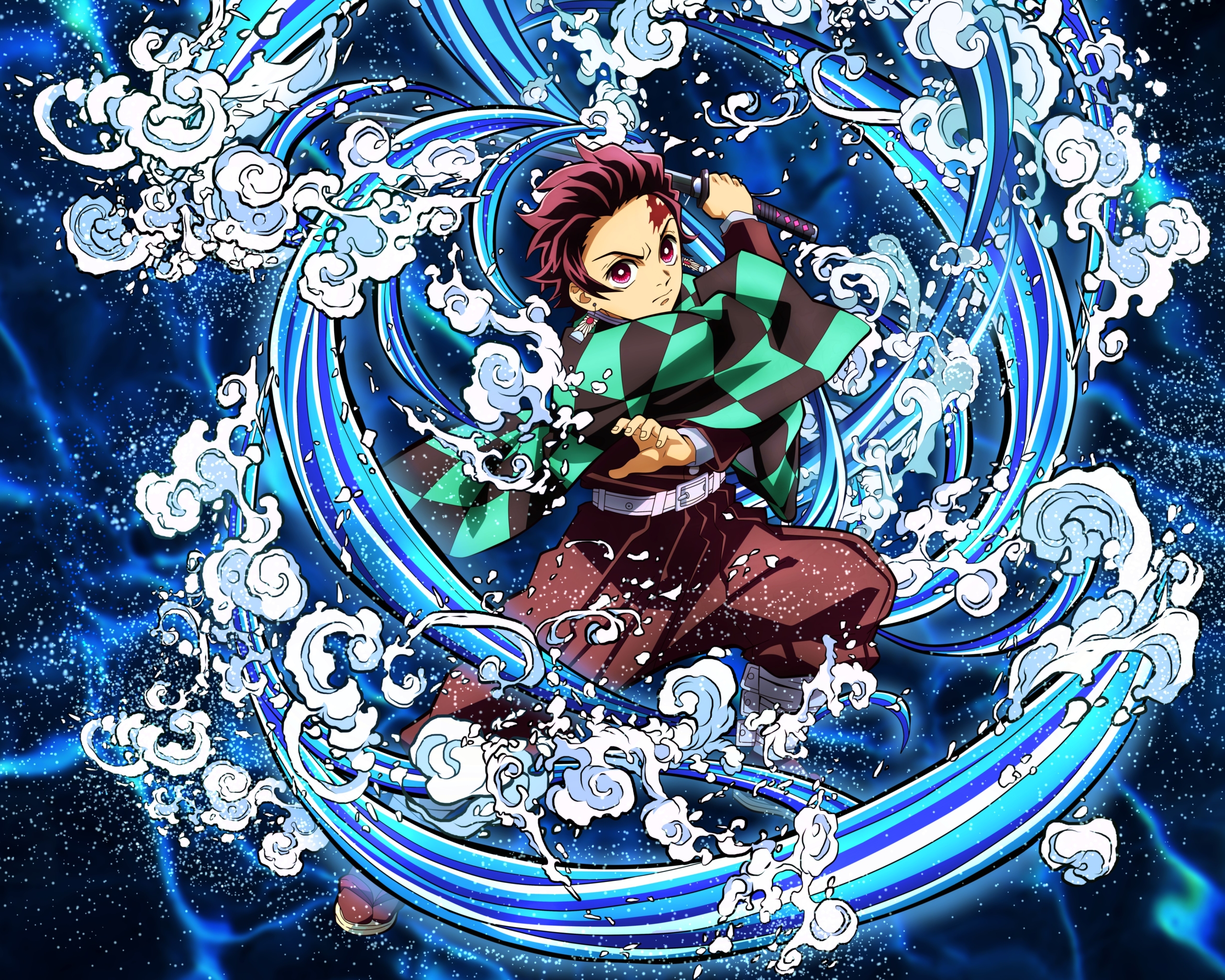 Demon Slayer Tanjiro Kamado Water Breathing Wallpaper