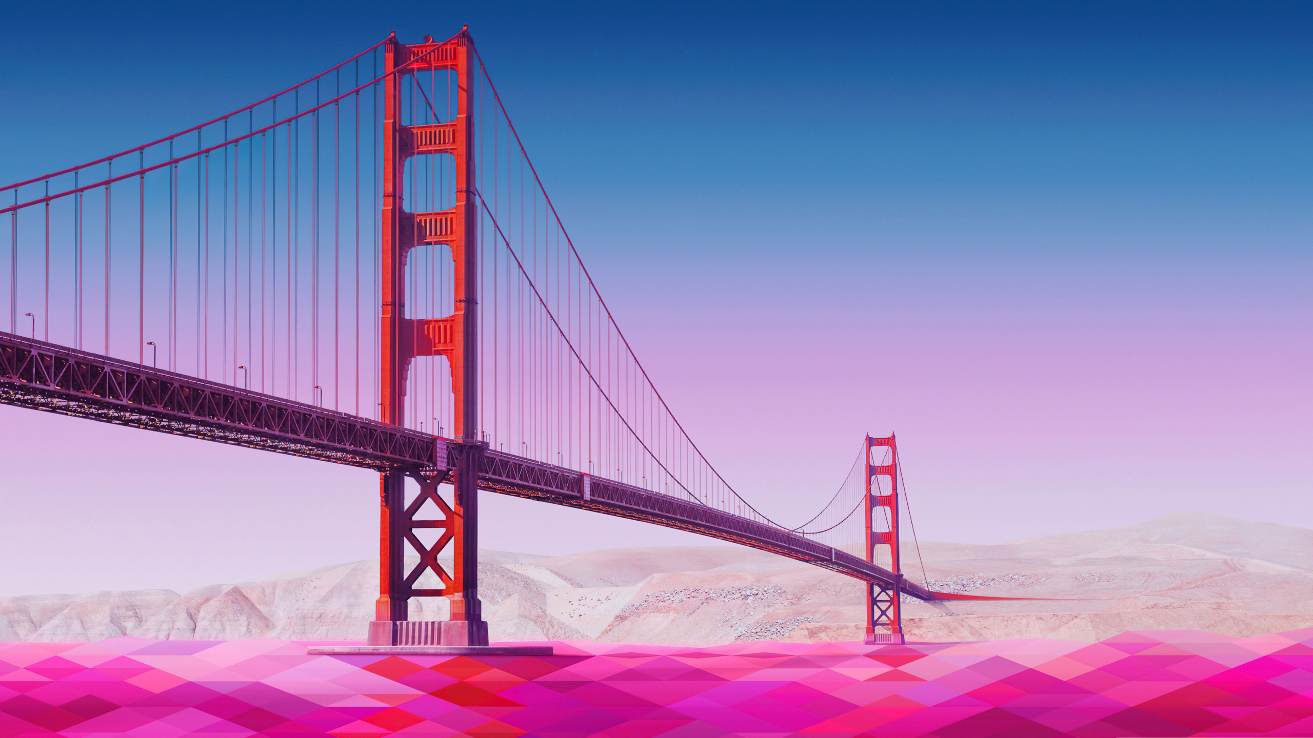 Golden Gate Bridge Pink aesthetic Wallpaper