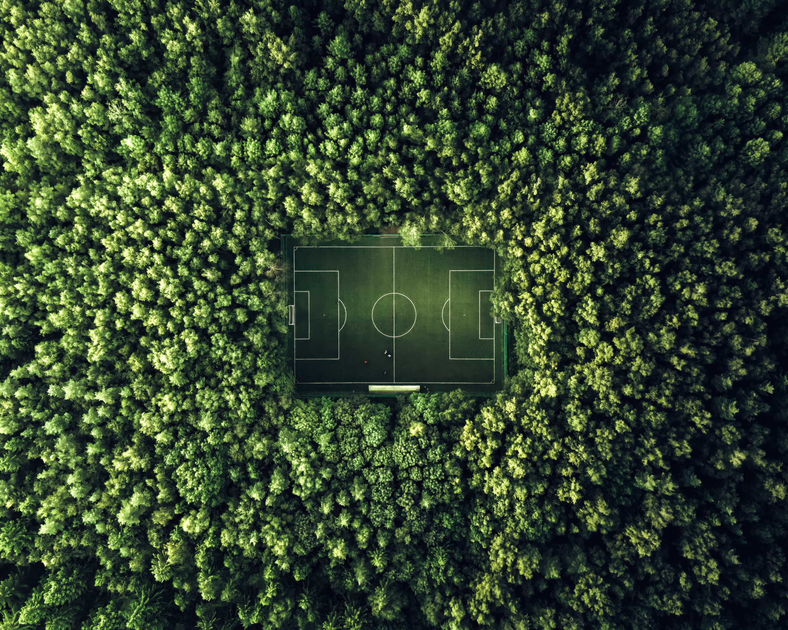 Soccer field Aerial view Wallpaper
