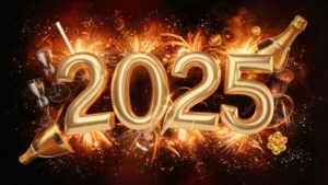 2025 New Year Golden text Wallpaper