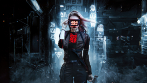 404 Error Cyberpunk girl Wallpaper