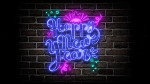 Happy New Year Neon sign Wallpaper