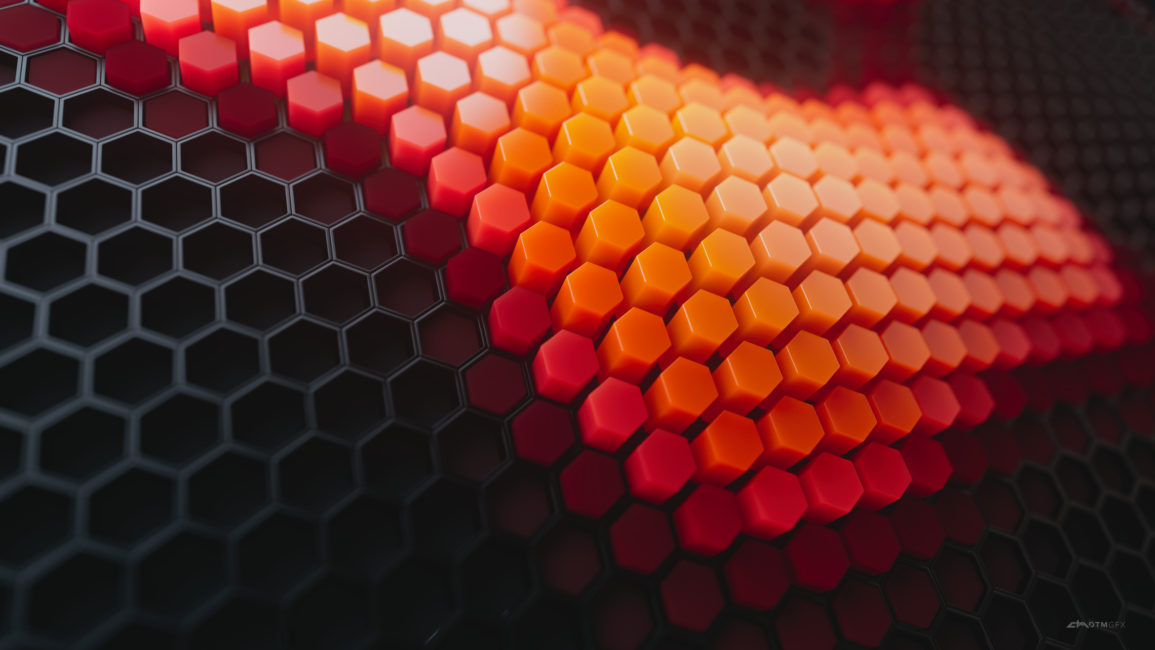 Hexagons Orange blocks Wallpaper