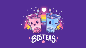Kawaii bubble tea Love hearts Wallpaper