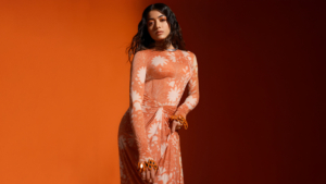 Rashmika Mandanna Orange aesthetic Wallpaper