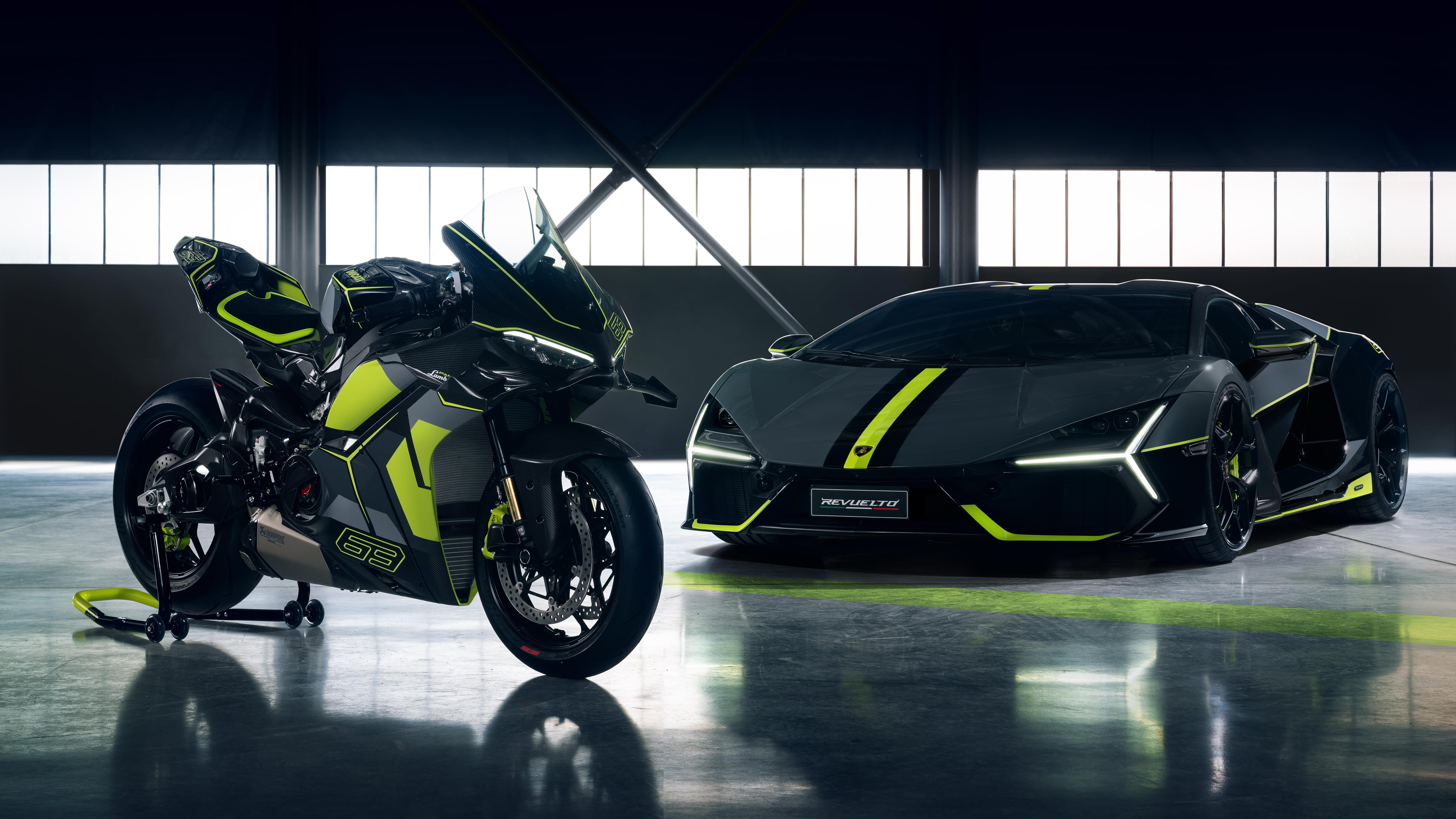 Ducati Panigale V4 Lamborghini Revuelto Wallpaper