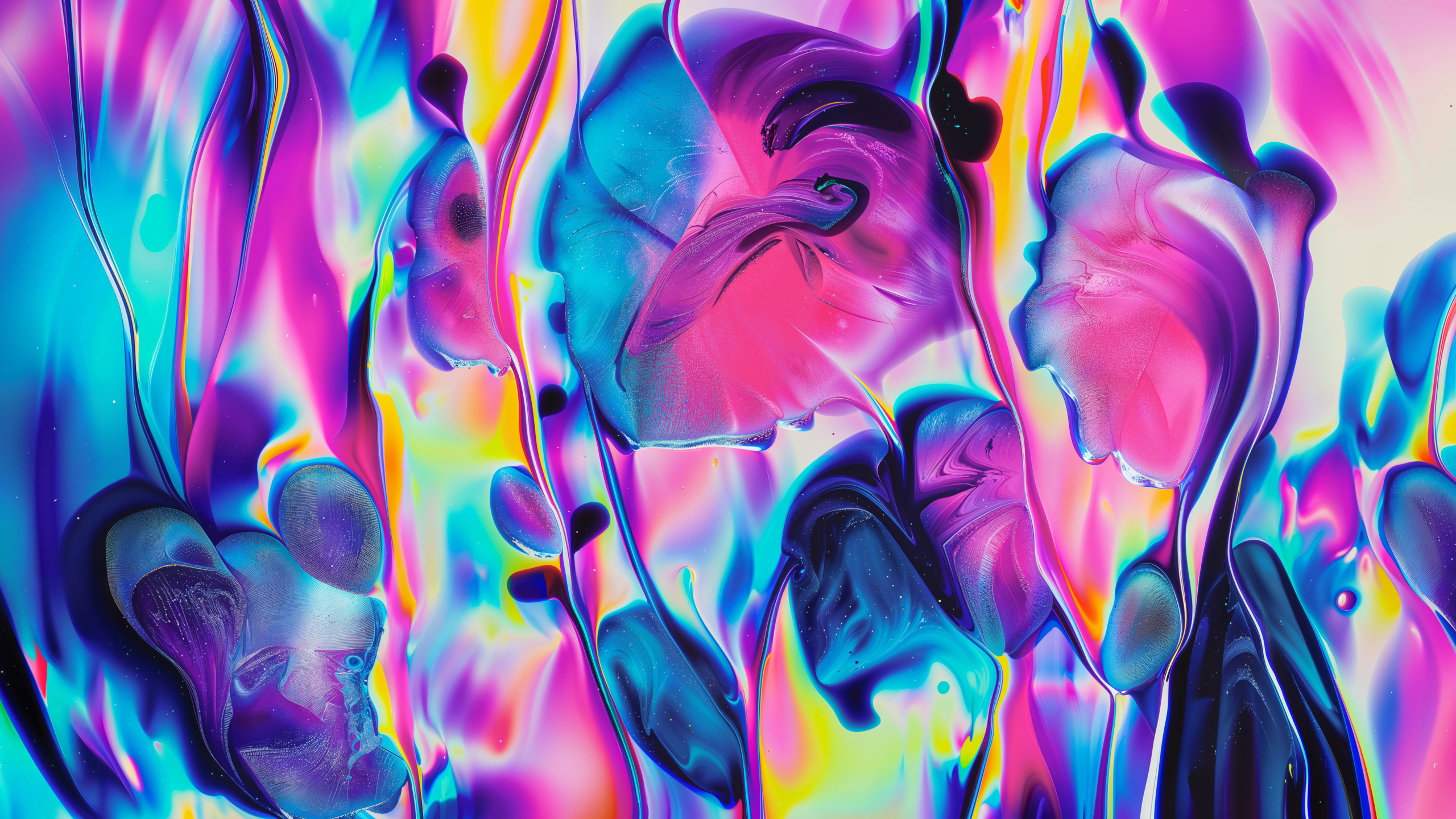 Fluid art Neon colors Wallpaper