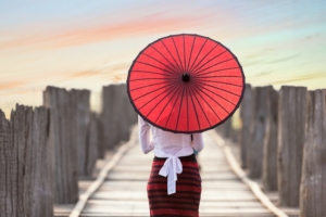 Red Umbrella Burmese woman Wallpaper