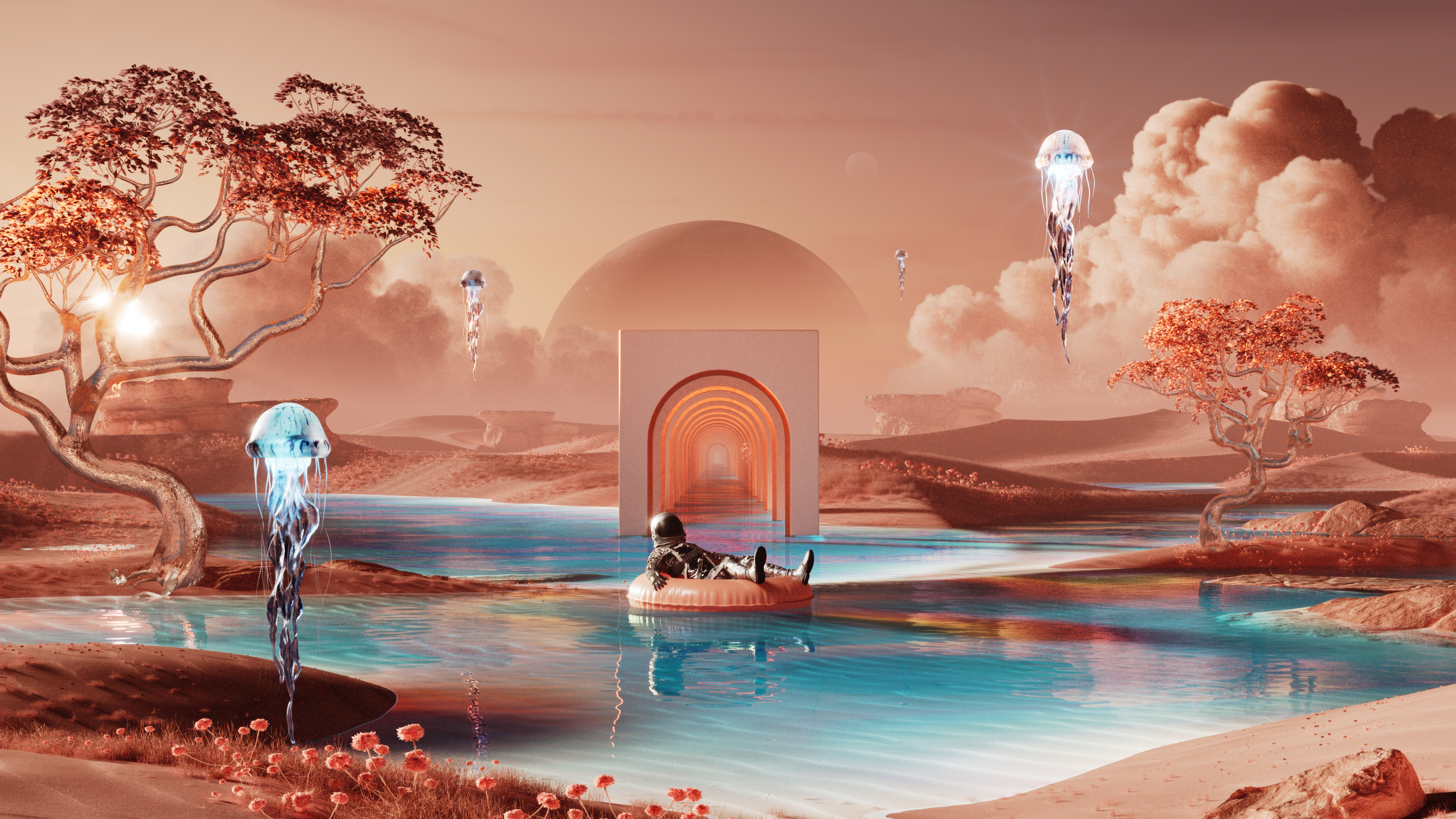 Relaxing Astronaut Wallpaper